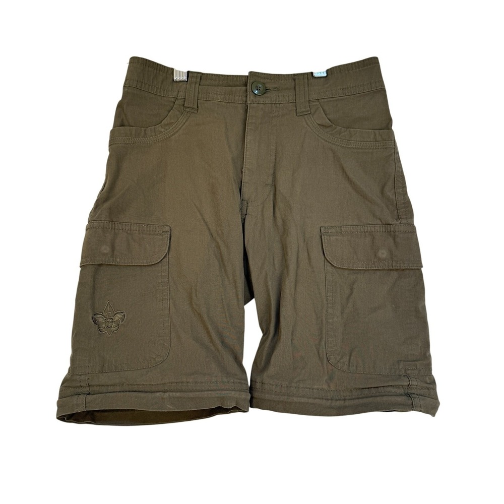 Boy Scouts Cargo Shorts Youth Size 10 Green Cotton Nylon Spandex‎